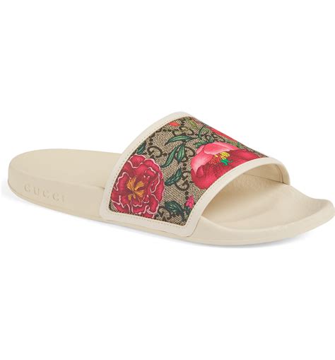 gucci floral slides womens|pink gucci slides nordstrom.